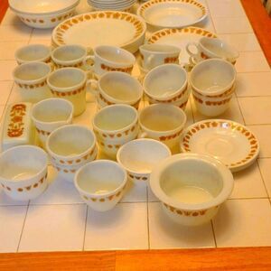 Vintage 63 piece Corning yellow butterfly dishes
